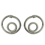 Silver earrings with pearls and synthetic stones