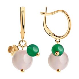 Gold-plated silver earrings with semi-precious stones