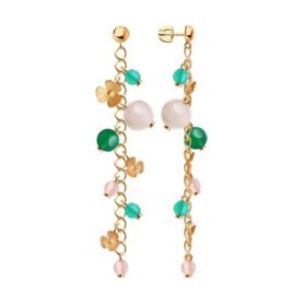 Gold-plated silver earrings with semi-precious stones