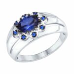 Серебряное кольцо с синтетическими камнями