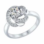 Серебряное кольцо с синтетическими камнями и кристаллами Swarovski