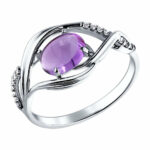 Silver ring with semi-precious stones and synthetic stones