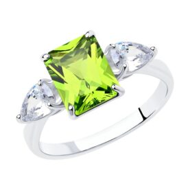 Silver ring with syntheitc stones