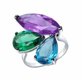 Silver ring with synthetic stones