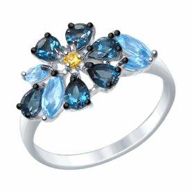 Silver ring with semi-precious stones