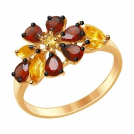 Silver ring with semi-precious stones