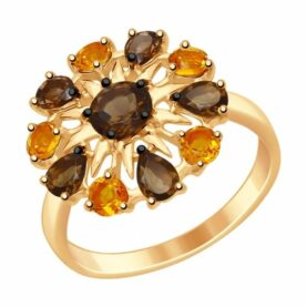 Silver ring with semi-precious stones