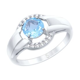 Silver ring with semi-precious stones and synthetic stones