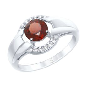 Silver ring with semi-precious stones and synthetic stones