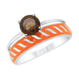 Silver ring with semi-precious stones and enamel