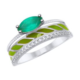 Silver ring with semi-precious stones and synthetic stones