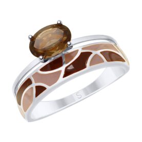 Silver ring with semi-precious stones and enamel