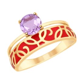 Silver ring with semi-precious stones and enamel