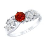 Silver ring with semi-precious stones and synthetic stones