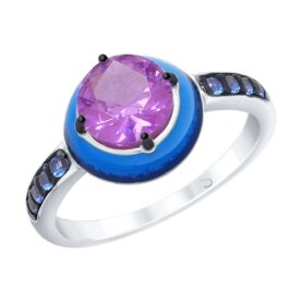 Silver ring with synthetic stones
