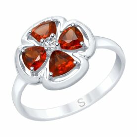 Silver ring with semi-precious stones