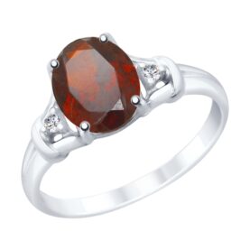 Silver ring with semi-precious stones and synthetic stones
