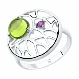 Silver ring with synthetic stones