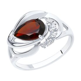Silver ring with semi-precious stones and synthetic stones