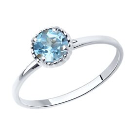 Rhodium-plated silver ring with semi-precious stones