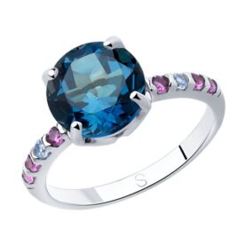 Silver ring with syntheitc stones