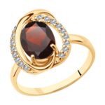 Gold-plated silver ring with semi-precious stones and synthetic stones