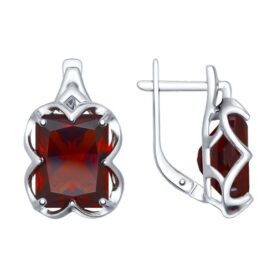 Rhodium-plated silver earrings with synthetic stones