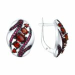 Silver earrings with semi-precious stones and synthetic stones