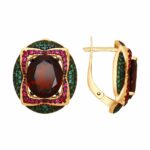 Silver earrings with semi-precious stones and semi-precious stones