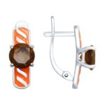 Silver earrings with semi-precious stones and enamel