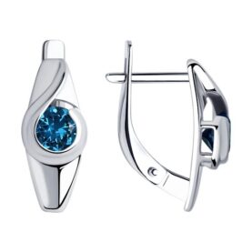 Rhodium-plated silver earrings with semi-precious stones