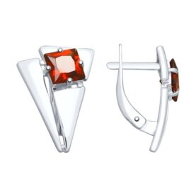 Rhodium-plated silver earrings with semi-precious stones