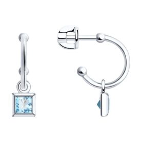 Rhodium-plated silver earrings with semi-precious stones