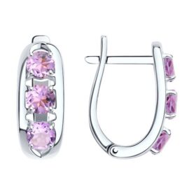 Silver earrings with amethyst