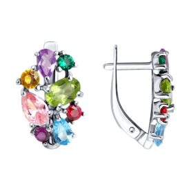 Silver earrings with semi-precious stones