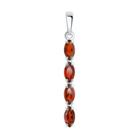 Rhodium-plated silver pendant with semi-precious stones