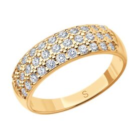 Gold-plated ring with synthetic stones