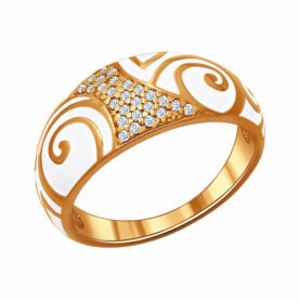 Silver ring with synthetic stones and enamel