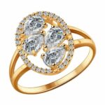 Серебряное кольцо с синтетическими камнями и синтетическими камнями