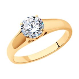 Gold-plated silver ring with synthetic stones