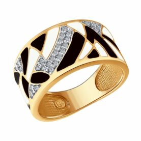 Silver ring with enamel and synthetic stones