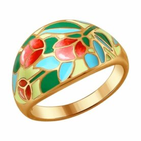 Silver ring with enamel
