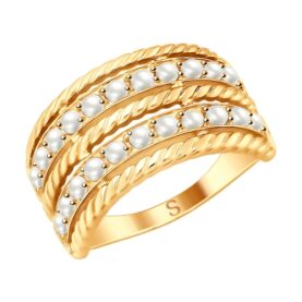 Серебряное кольцо с жемчугом Swarovski