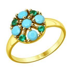 Серебряное кольцо с синтетическими камнями