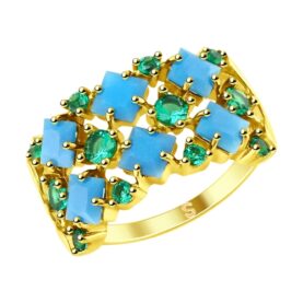Silver ring with synthetic stones