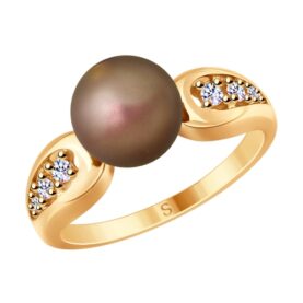 Silver ring with synthetic stones and Swarovski pearls