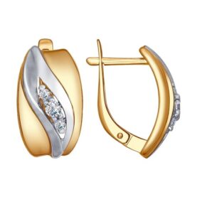 Gold-plated silver earrings with synthetic stones