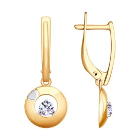 Gold-plated earrings with synthetic stones