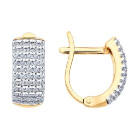 Gold-plated earrings with synthetic stones