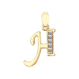Gold-plated silver pendant with synthetic stones